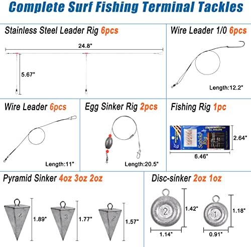 Kit de equipamento de pesca de água salgada, equipamento de pesca de surf de 160pcs conjunta de