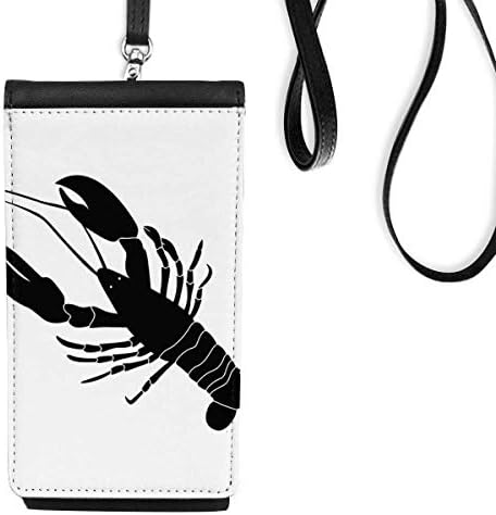Black Shrimp Marine Life Ilustração Phone Carteira Bolsa pendurada Bolsa móvel bolso preto