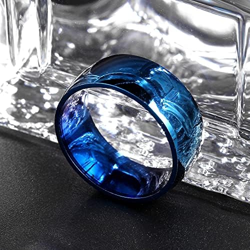 Anéis azuis de 8mm de Kolesso para homens e mulheres anel personalizado personalizando anel gravado