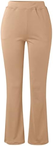 Calças de ioga Yubnlvae com bolsos para mulheres plus size bootcut perna larga elástica cintura alta solta