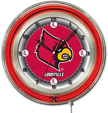 Louisville Cardinals HBS Neon Red College Battery Powered Wall Clock