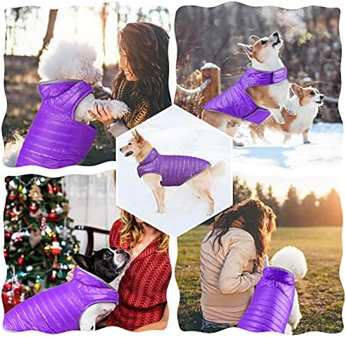 Dogcheer Dog Casaco de inverno reversível, colete quente de jaqueta de estimação leve, roupas de cachorro refletidas