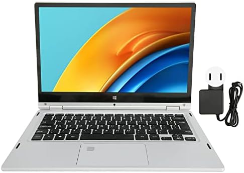 Laptop de desbloqueio de impressão digital Gupe, 13,3 polegadas 2 em 1 laptop Wi -Fi Quad Core para estudo