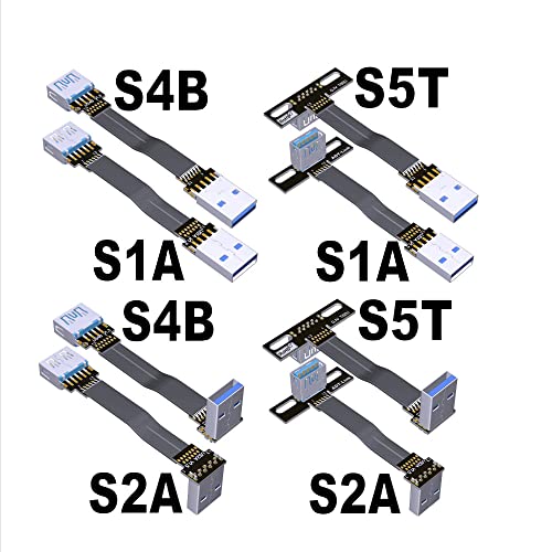 ADT-Link USB 3.0 Tipo A masculino para USB Um cabo de faixa de faixa de extensão feminina dobra 90 fpv flag