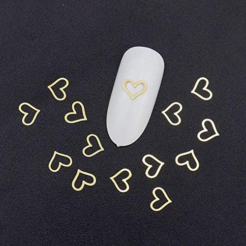 Decalques de unhas do coração de 100pcs Metal Stud Harilart Rivet Charms Nails 3D Decorações de arte de unhas douradas
