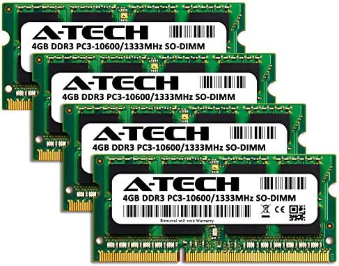 A-Tech RAM 16GB Kit DDR3 1333 MHz PC3-10600 SODIMM-Laptop e Memória de Computador All-In-One-Módulos de Atualização não-ECC CL9 204 pinos