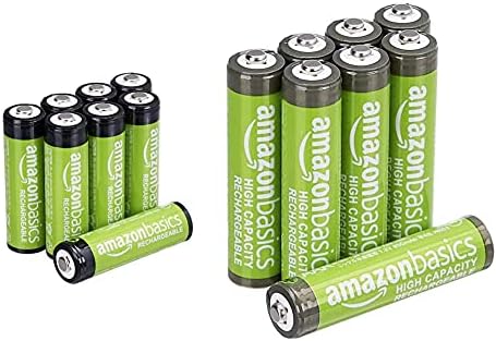 Basics AAA AAA Baterias recarregáveis ​​Ni-MH de alta capacidade, pré-carregadas-pacote 8-pacote e 8 baterias recarregáveis, 2000 mAh, pré-carregada