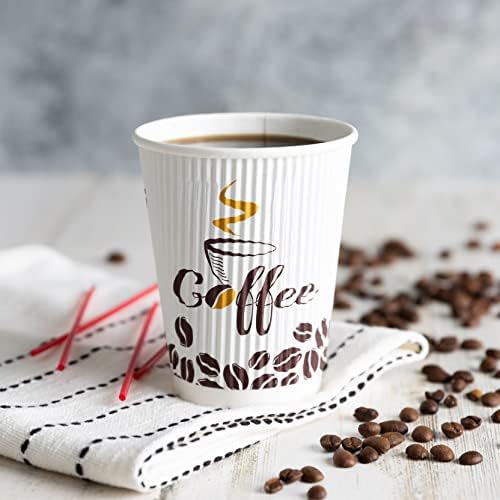 Plasticpro [20 contagem - 16 oz.] Isoll Rippled Double Wall Paper Coffee Cups Coffee Design de café