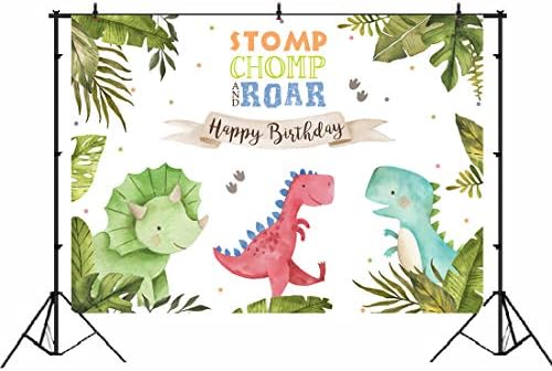 Ticuenicoa 7x5ft Cartoon Dinosaur Theme Birthday Birthday Bornoft for Kids Wild Forest Baby Shower Photos Bornner Decoração da floresta Animais do 1º aniversário Photo Booth Studio adereços