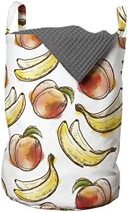 Bolsa de lavanderia de frutas lunaráveis, desenho à mão e design inspirado em aquarela dos motivos de banana