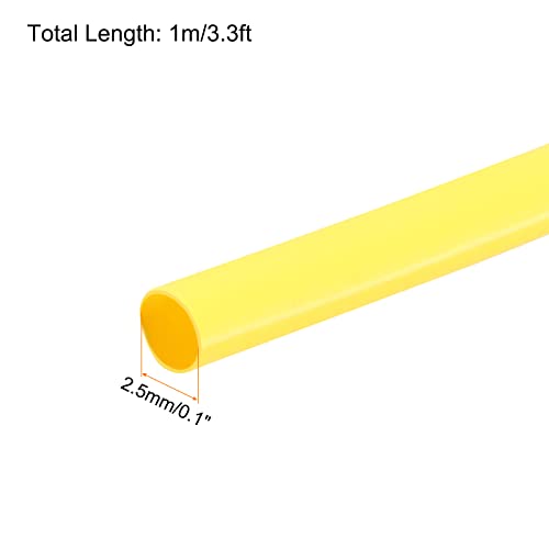 Tubulação de encolhimento de calor de rebocador 2: 1 embrulho de tubo de manga de cabo, [para proteção de isolamento elétrico] - 2,5 mm DIA/3,3 pés/amarelo