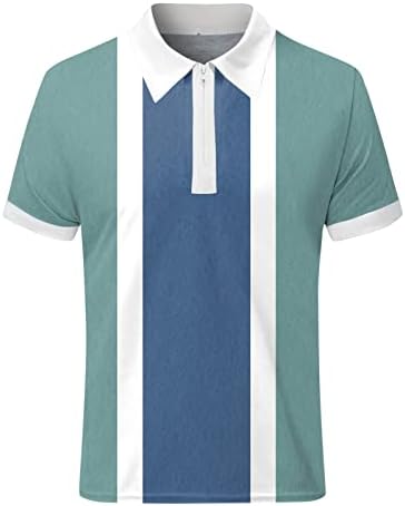 XXBR Men Shirts Summer Colorblock Block curto Manga Lappel Quarter Zip Contrast Golfe Camisa Tops de
