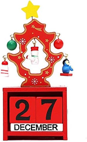 Novmay Christmas Countdown Calendário Blocos de madeira perpétuos calendários de mesa Rena
