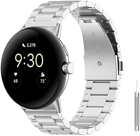 Vozehui Compatível com bandas de relógio do Google Pixel, banda de metal de aço inoxidável para o Google Pixel Watch 2022 Men Women
