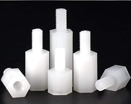 Parafuso 30pcs m3 nylon coluna hexagonal de plástico Plástico de suporte de suporte de coluna de suporte de 6 mm de comprimento de 6 mm 5-12mm -
