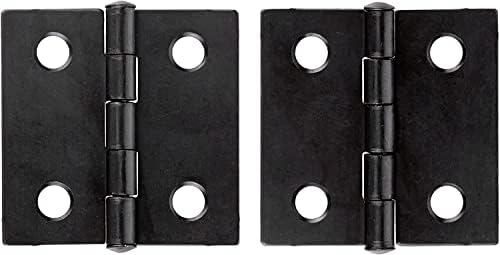 1-1/2 x 1-1/2 dobradiças pretas planas | Pacote de 2 | Porta do gabinete ou dobradiças de caixa | DL-H537B-112BK