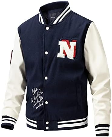 Jackets de beisebol Luvlc 2022, letra Graphic Sports Bomber Varsity College Sweetshirts, Botão frontal