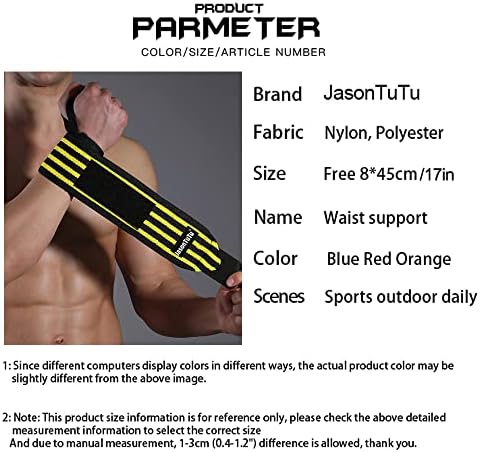 Pacote de pulso de Jasontutu + pacote de tiras de elevação para levantamento de peso, 18 ”com treinamento cruzado