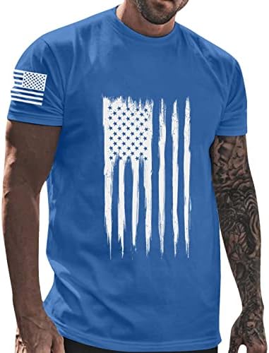 Camisetas T para homens para homens, bandeira do Dia da Independência Casual Casual e confortável Camisetas pequenas para homens