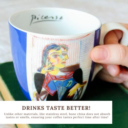 Picasso “femme au chapeau” caneca de café com tampa - caneca de café de viagens de porcelana - ótimos presentes
