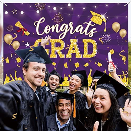 Parabéns Banner de pano de fundo de graduação, grandes decorações de fornecedores de graduação em graduação rox