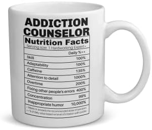 Conselheiro de Addictions, Conselheiro de Abuso de Drogas e Álcool Fatos nutricionais Caneca de café, Melhores