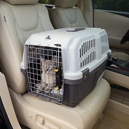 Casas do meio -oeste para animais de estimação Skudo de 24 ”portador de gato de plástico com panela