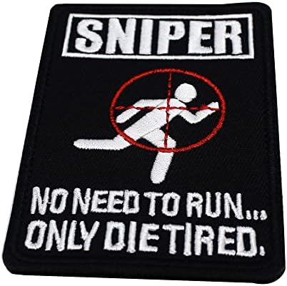 Airsoft Danger Funny Bordery Patch Brandband Sniper Sniper sem necessidade de correr apenas morrer cansado gancho de gancho decorativo manchas de equipamento tático Crachás emblemas Aplique