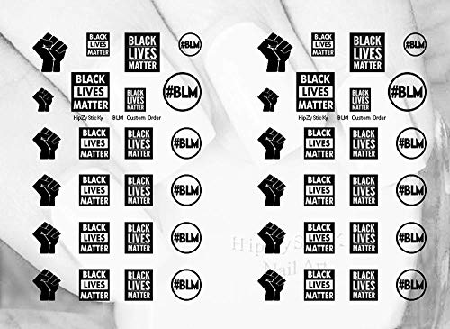 Decalques de arte da unha Arslide Transferências de unhas 48pc Símbolo Black Lives Matter - Black
