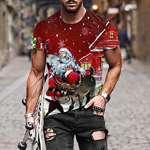 Dsodan Christmas Designer masculino de manga curta camisetas, rua 3D engraçado Xmas Santa Claus Tee