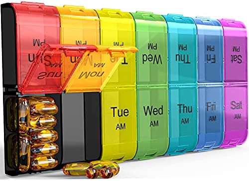 Organizador de comprimidos extra grande 2 vezes ao dia, caixa semanal de comprimidos xl am pm, caixa de comprimidos