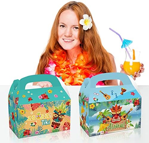 JARGURIN 12pcs Havaí caixas de tratamento, Aloha Tiki Favores de festa temática Caixa de tratamento, Candy