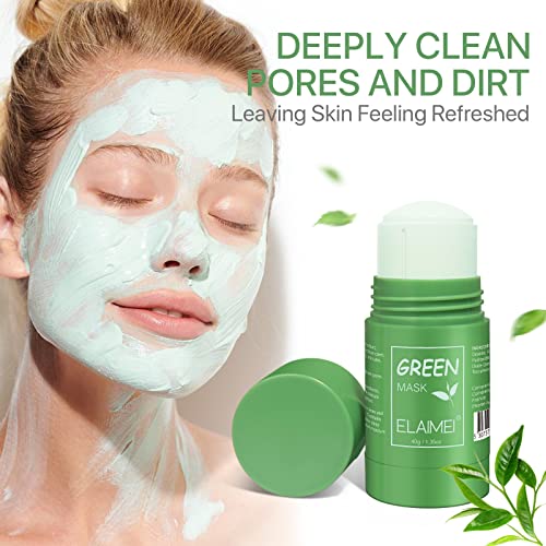Máscara de chá verde e máscara de berinjela, poro limpo profundo, controle de óleo hidratante do rosto