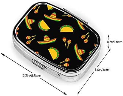 Caixa nacional de mini -comprimidos da Square Day Taco com Mirror Travel Friendly Compact Compact Compact Compact