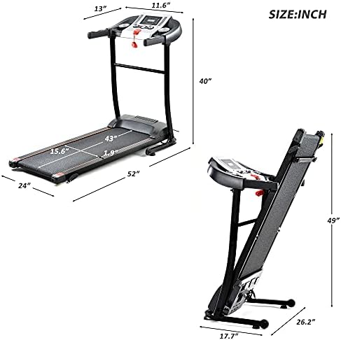 Treadmill dobrável com inclinação com 12 programas automáticos e 3 modos, esteira com teadmill lcd de inclinação