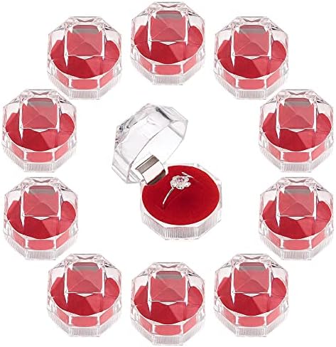 CHGCRATH 40PCS Caixas de anel de plástico transparentes vermelhas caixas de armazenamento de jóias