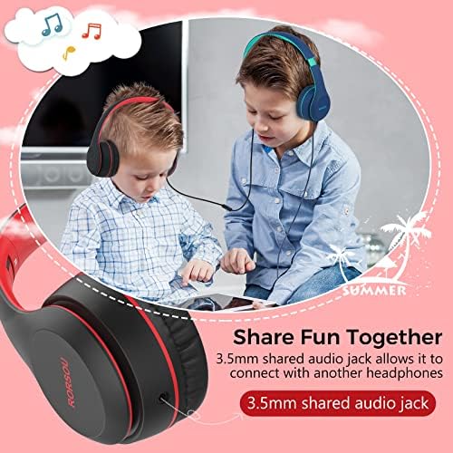 RORSOU K5 Crianças fones de ouvido com microfone para shchool, limitador de volume 85/94dB, aparelho de estéreo