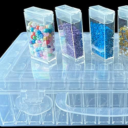 Caixa de armazenamento de pintura de diamantes 5D com 56/64 grades, caixa de organizador transparente, acessórios de arte de diamante para strass