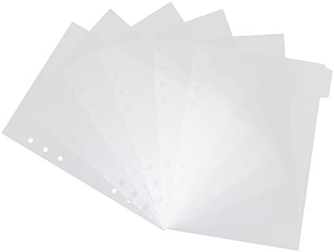 6PCS A5 Divisores de fichário de 6 tabra Divisores de índice de fichário de plástico transparentes