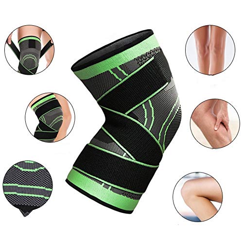 Wykdd 1 par de joelheiras pressurizadas com bandagem elástica para homens mulheres esportes de fitness