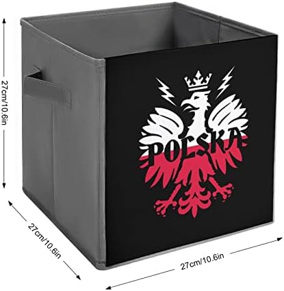 Polska Eagle Polônia Cubos de armazenamento com alças Bins de tecido dobrável Organizando cestas para prateleiras
