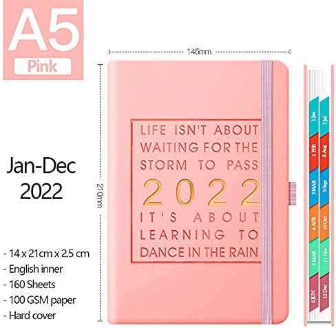 Xingingyu 2022 semanal e mensal e diário Planejador A5 Notebook PU Agenda de capa dura agenda de artigos