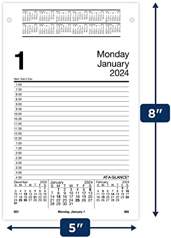 AT-A-GLANCE 2024 Daily Desk Pad Calendar Reabil, 5 x 8, grande, estilo