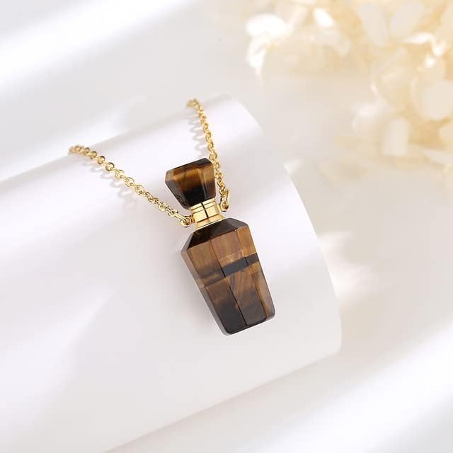 Charm de olho de pedra de tigre natural quartzo cura de cura de cristal colar de pedra essencial difusor de garrafa pendente presente