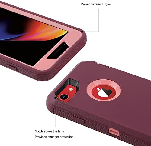 Caso para iPhone 7/iPhone 8 com protetor de tela [à prova de choque] [Dropproof] [Prova de poeira], 3 em 1 Caso pesado de corpo inteiro Tampa durável para iPhone 7/8 4,7 PurplePink