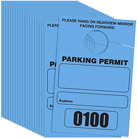 Permissão de estacionamento pendurar tags, 100 pacote, passes temporários de estacionamento, pacote a granel, passes personalizados numerados 1-100, 3,15 x 4,75 para o espelho retrovisor por melhores produtos para escritórios