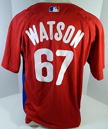 2007-10 Philadelphia Phillies Watson 67 Game usou Red Jersey BP ST 1 - Jerseys MLB usada de jogo MLB