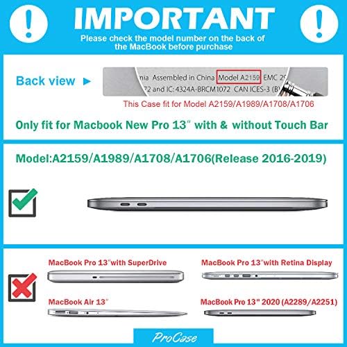 Procase MacBook Pro 13 Case 2019/2018/2017/ Lançamento com/sem barra de toque A2159 A1989
