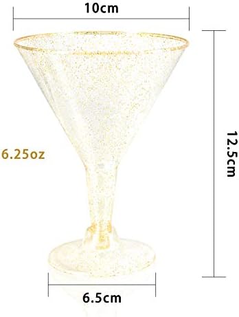 Liacere 24 compacta copos de martini de plástico dourado - copos de coquetel descartáveis ​​de
