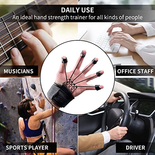 Treinador de força de aderência dos dedos - 3 níveis de resistência ao exercício de aderência à mão para atletas, guitarra, reabilitação fiscial do pulso, fortalecedor da mão, Extensão de dedos Exertion